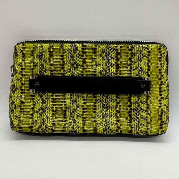 MILLY MCKENNA WATERSNAKE CLUTCH GREEN & BLACK - Picture 1 of 11